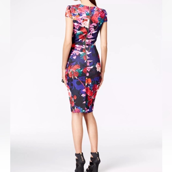 Betsey Johnson Floral Print Cap Sleeve Dress - Size 2 - Picture 2 of 9